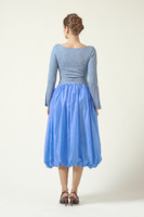 LILIAN Midi Dress with Gathered Voile Skirt in Ciel