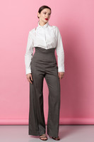 SUPERNOVA Wide-Leg Pants with High Corset Waist in Grey