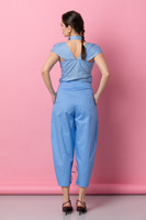 PEEKABOO Wide-Leg Pants with Wrap Detail in Ciel