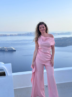 CANNES Straight-Leg Trousers with Side Panel in Powder-Pink