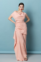 ELIDA Cowl Neck Asymmetric Top in Powder Pink