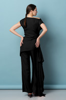 ELIDA Cowl Neck Asymmetric Top in Black