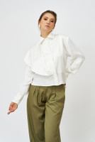 Petal Viscose Shirt with Asymmetric Front in White 