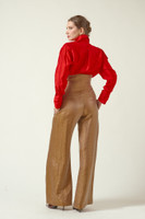 Petal Voile Shirt with Asymmetric Front in Red