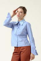 WHITE-ADMIRAL Rhinestone-Embellished Cotton-Poplin Shirt with Butterfly Details in Light-Blue