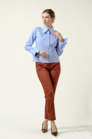 WHITE-ADMIRAL Rhinestone-Embellished Cotton-Poplin Shirt with Butterfly Details in Light-Blue