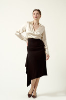EVE Midi Skirt with Side Panel and Slit in BLACK