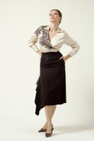EVIE Skirt with Side Panel and Lace Applique in BLACK