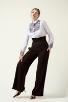 POEM NOIR Poplin Shirt with Black Lace Appliqué
