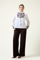 POEM NOIR Poplin Shirt with Black Lace Appliqué