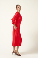 VIVIENNE Tailored Viscose Midi Dress in Red