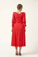 VIVIENNE Tailored Viscose Midi Dress in Red
