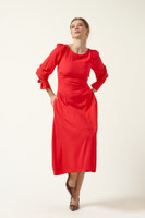 VIVIENNE Tailored Viscose Midi Dress in Red