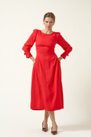 VIVIENNE Tailored Viscose Midi Dress in Red