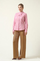 ARCADIA Pink Poplin Shirt with Overlapping Collar and Cuffs 