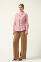 ARCADIA Pink Poplin Shirt with Overlapping Collar and Cuffs 