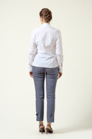 ARCADIA BLOOM White Poplin Shirt with Overlapping Collar and Cuffs 