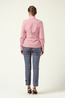 ARCADIA BLOOM Pink Poplin Shirt with Hand-Crafted 3D Floral Appliqué