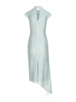 LIORA Voile Dress with Asymmetric Back Panel & Lace Lining in Sage-Green