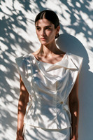 SIENA Wrap Top with Draped Cowlneck in Off-White