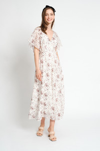 UTOPIA Silk-Blend Maxi Wrap Dress with Pleated Sleeves