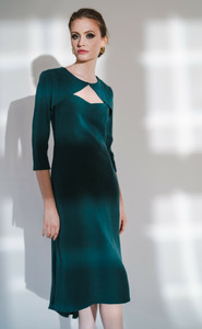 Spread-Your-Wings Sleeveless Midi Dress with Cropped Top in Dark-Sea Green