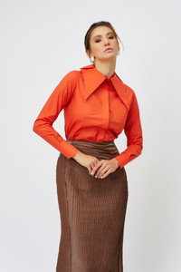 WINGS Poplin Shirt with Double Collar in Orange WINGS Poplin Shirt with Double Collar in Orange