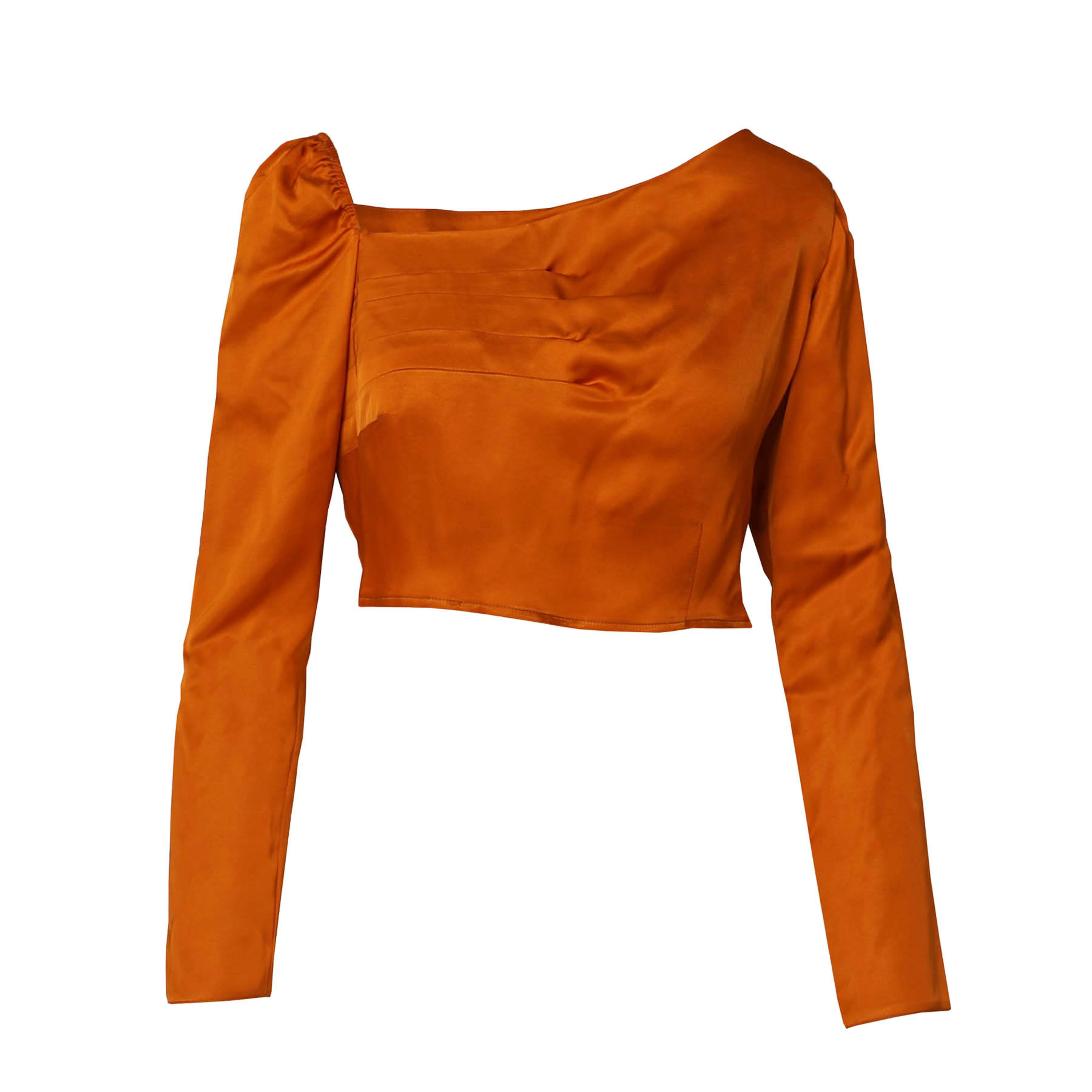 FLUTTER Orange Cropped Top with Asymmetric Neckline - DALB