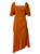 PHOENIX Orange Midi Dress with Pleated Sleeves