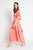 UTOPIA Light-Coral Maxi Wrap Dress with Pleated Sleeves