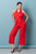 POPPY Cropped Trousers with Asymmetric Waist in Red