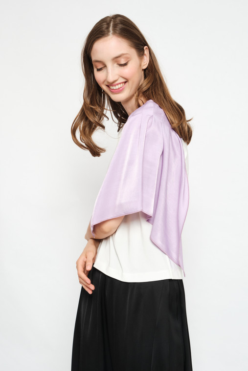 PARADISAEA Ecru T-shirt with Lilac Pleated Sleeve