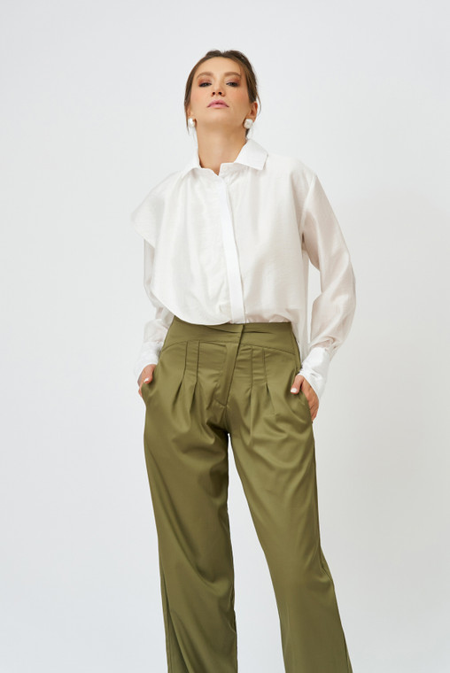 Petal Voile Shirt with Asymmetric Front in White