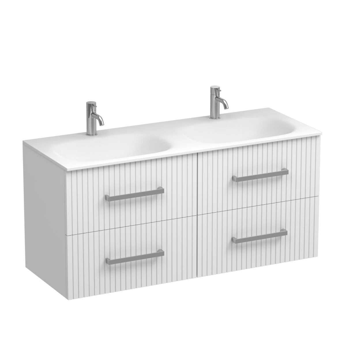 Lima Spio 1200 4 Drawer Wall Vanity Double Basin Lana Grey