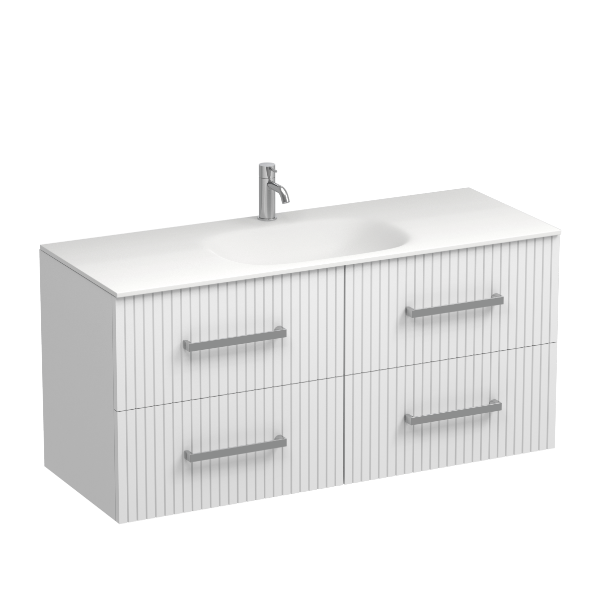 Lima Spio 1200 4 Drawer Wall Vanity Centre Basin Tahoe Walnut