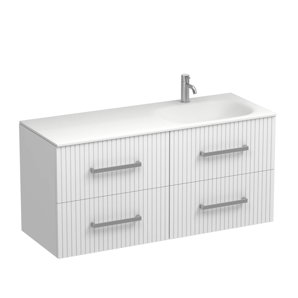 Lima Spio 1200 4 Drawer Wall Vanity Right Basin Lana Grey
