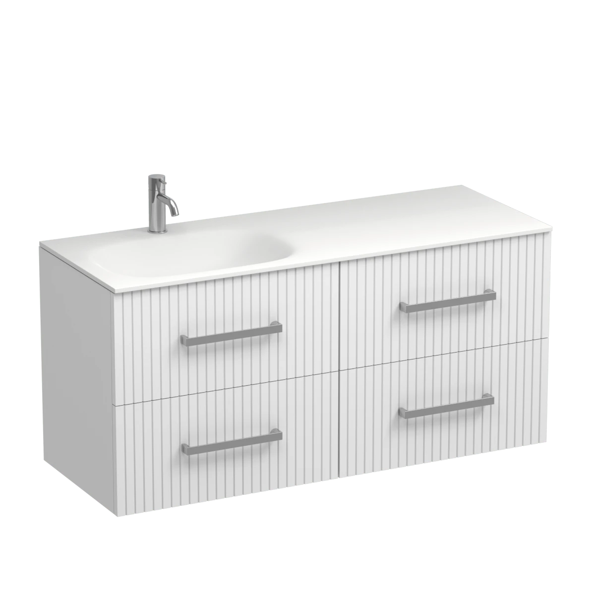 Lima Spio 1200 4 Drawer Wall Vanity Left Basin Lana Grey