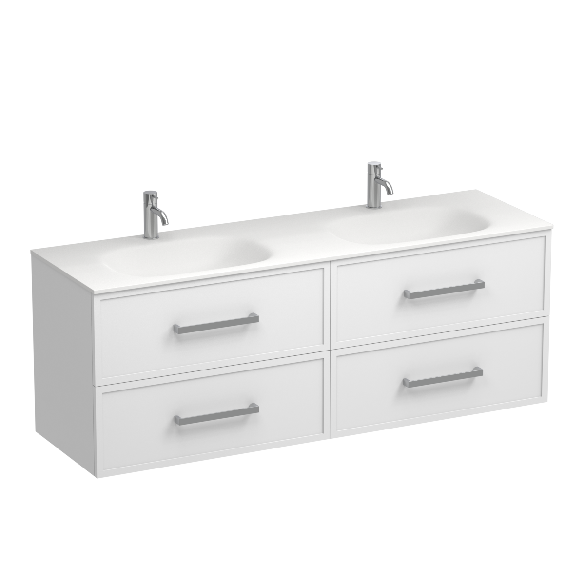 Nordic Spio 1500 4 Drawer Wall Vanity Double Basin Tahoe Walnut