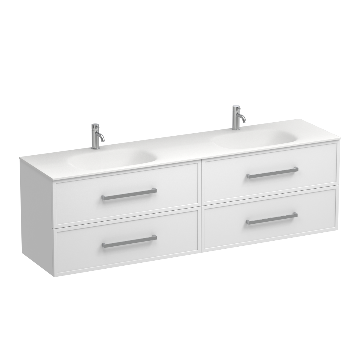 Nordic Spio 1800 4 Drawer Wall Vanity Double Basin Methven Oak