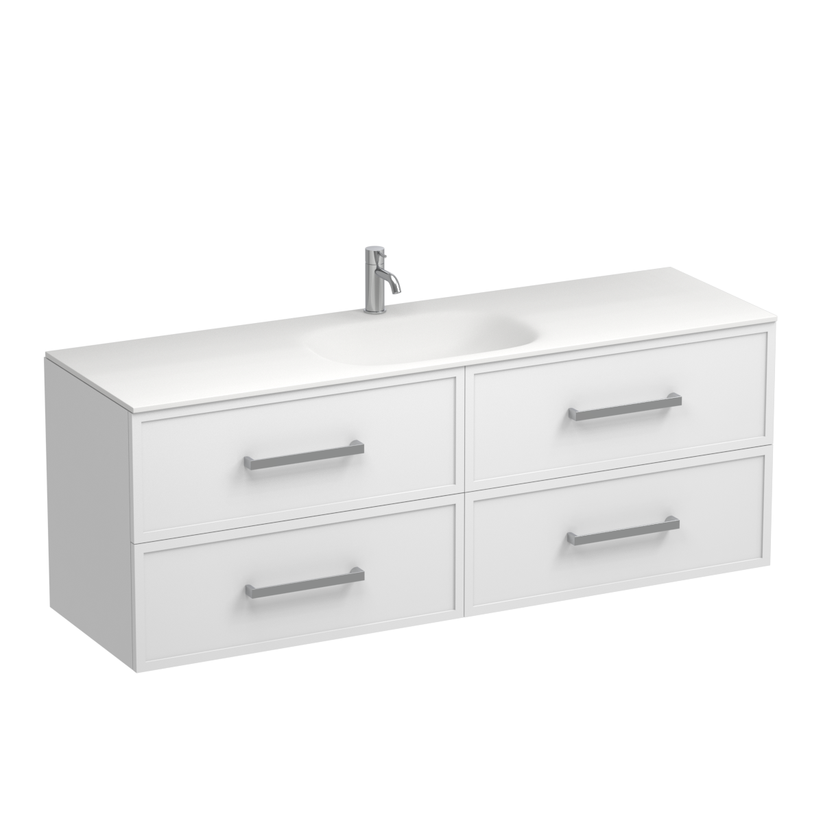 Nordic Spio 1500 4 Drawer Wall Vanity Centre Basin Lana Grey