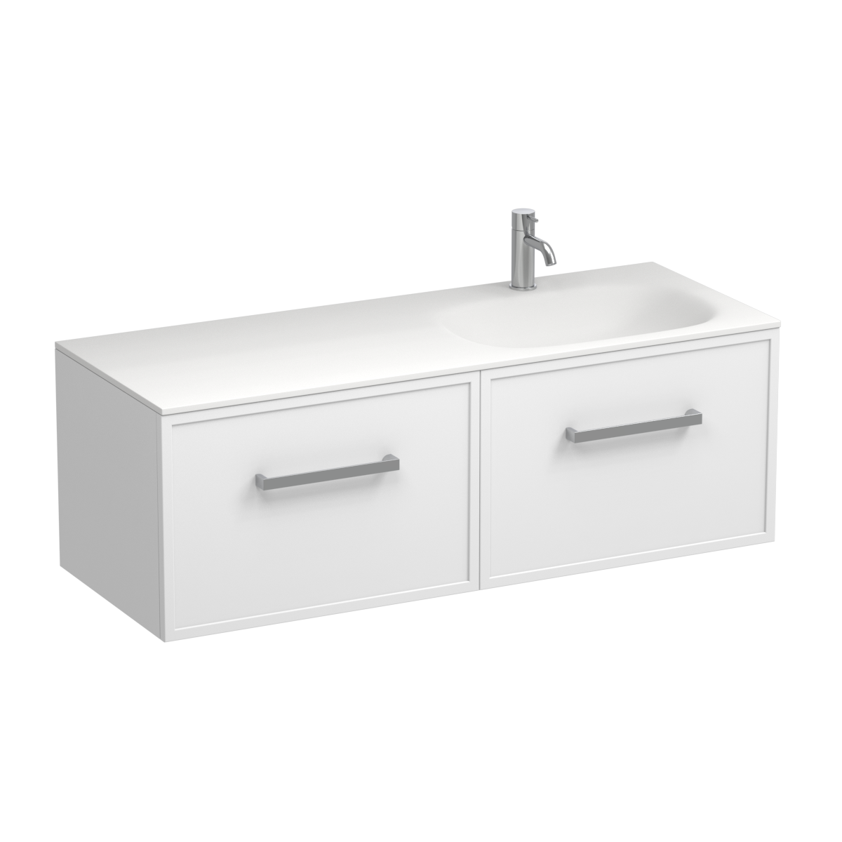 Nordic Spio 1200 2 Drawer Wall Vanity Right Basin Lana Grey