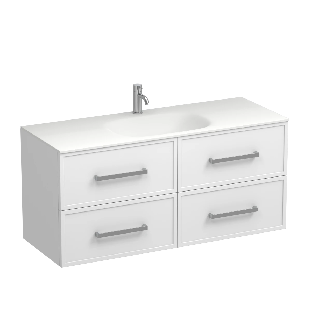 Nordic Spio 1200 4 Drawer Wall Vanity Centre Basin Methven Oak