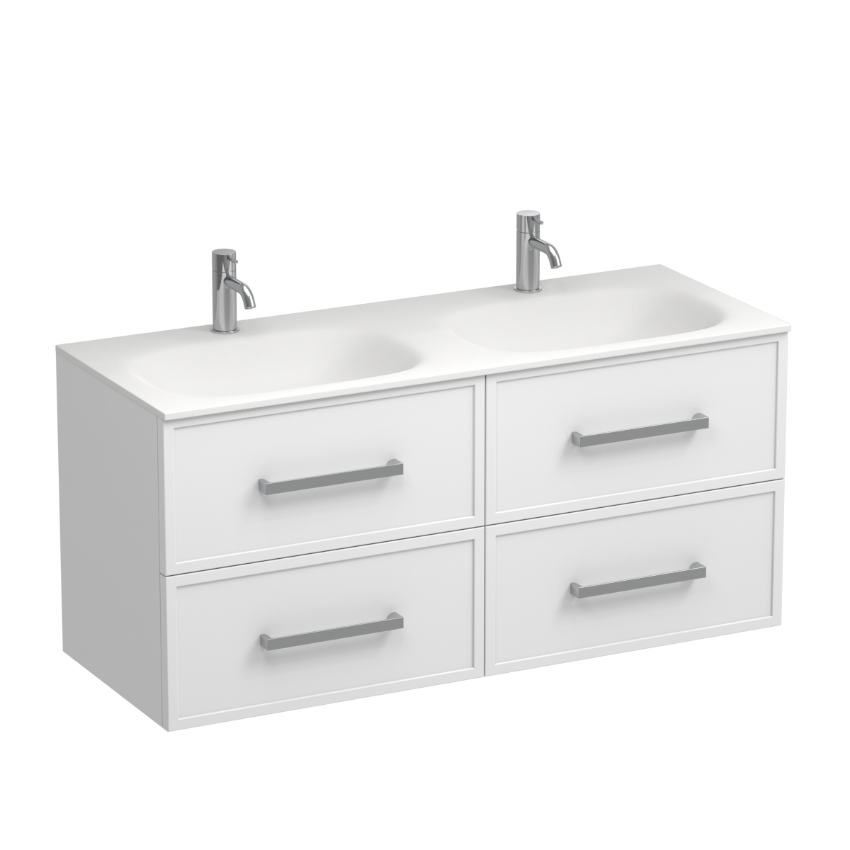 Nordic Spio 1200 4 Drawer Wall Vanity Double Basin Lana Grey