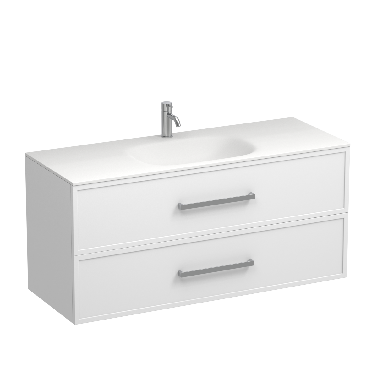 Nordic Spio 1200 2 Drawer Wall Vanity Centre Basin Methven Oak