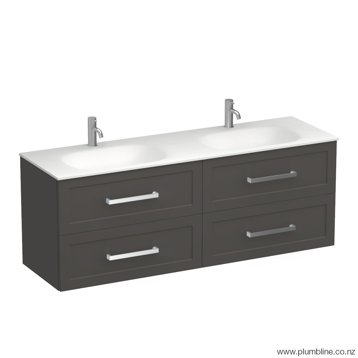 Hampton Spio 1500 4 Drawer Wall Vanity Double Basin Lana Grey