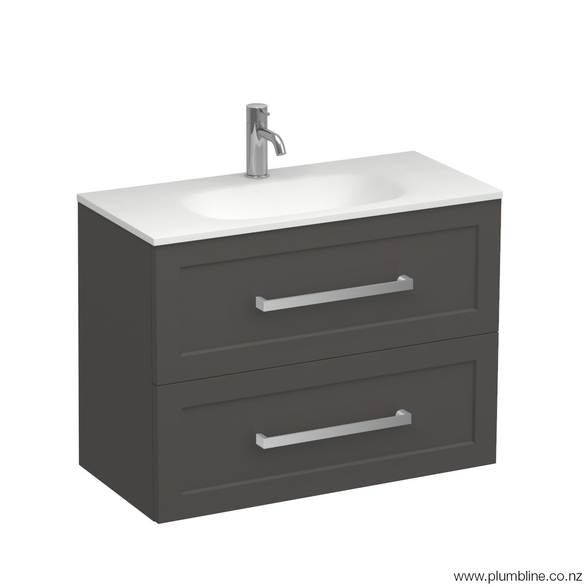 Hampton Spio 750 Slim 2 Drawer Wall Vanity Lana Grey