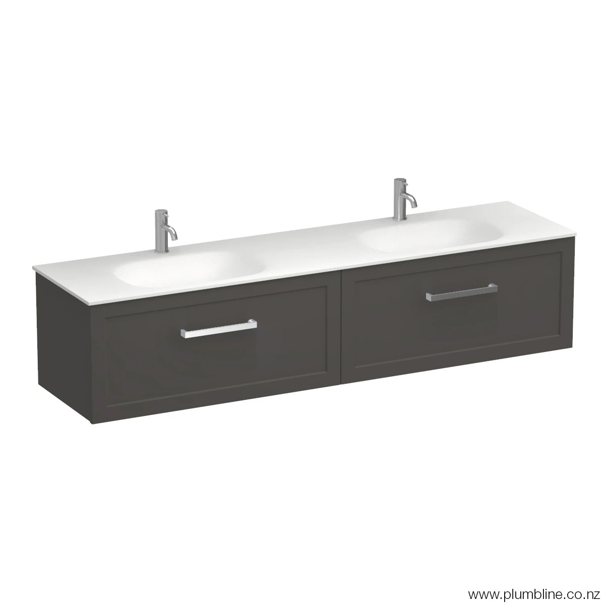 Hampton Spio 1800 2 Drawer Wall Vanity Double Basin Methven Oak