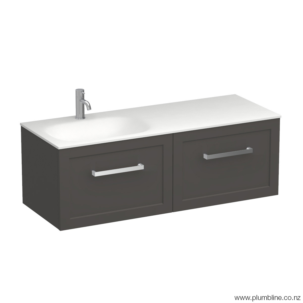 Hampton Spio 1200 2 Drawer Wall Vanity Left Basin Lana Grey