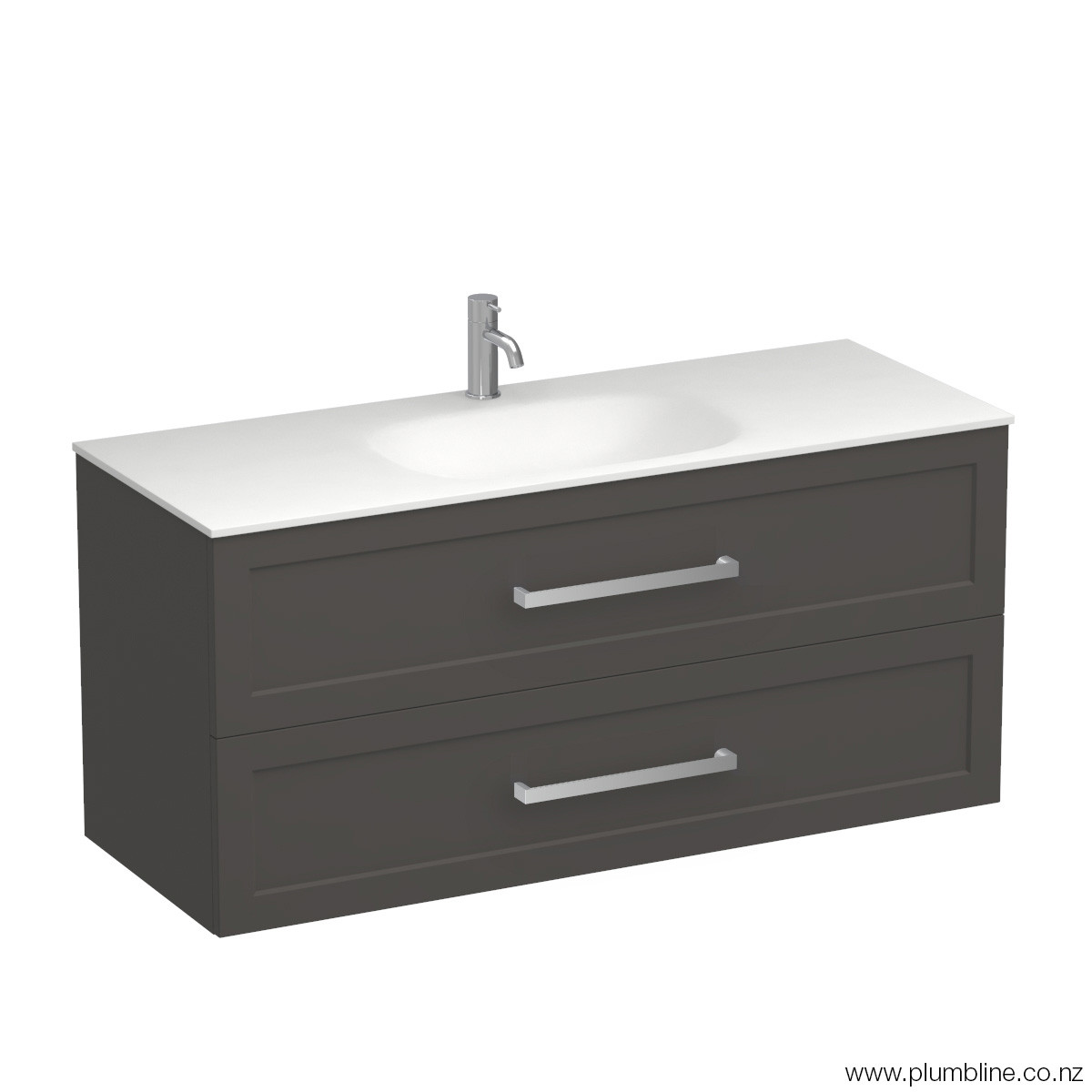Hampton Spio 1200 2 Drawer Wall Vanity Centre Basin Lana Grey