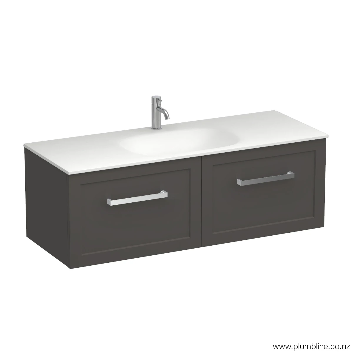 Hampton Spio 1200 2 Drawer Wall Vanity Centre Basin Lana Grey